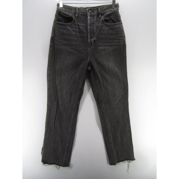 Pacsun Jeans 27 Dad High Rise Raw Hem Denim Button Fly Dark Wash - Picture 1 of 12
